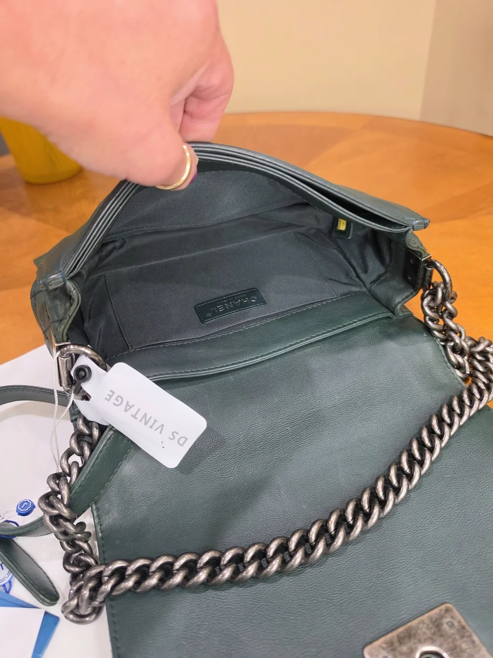 Chanel Boy Rare Green Quilted Lambskin Chain Shoulder Bag